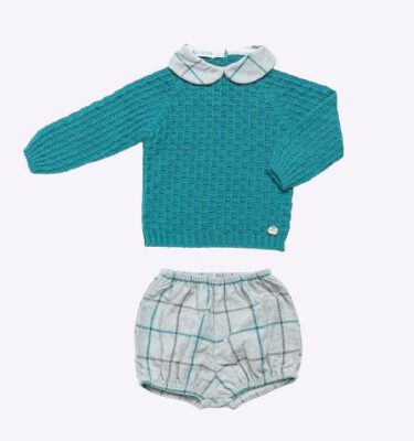 Conjunto pantalón cuadros recogidas