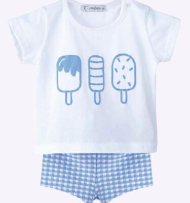 Conjunto baño vichy azul