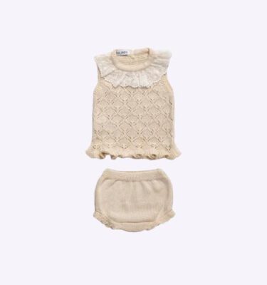 Conjunto braga punto rombos calados