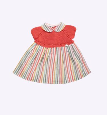 Vestido cuerpo punto rayado cuello