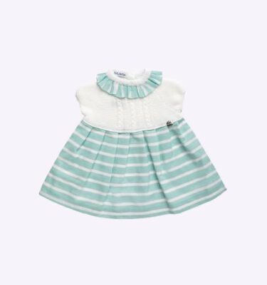 Vestido cuerpo punto rayado trenzas