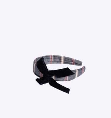 Diadema cuadros lazo terciopelo